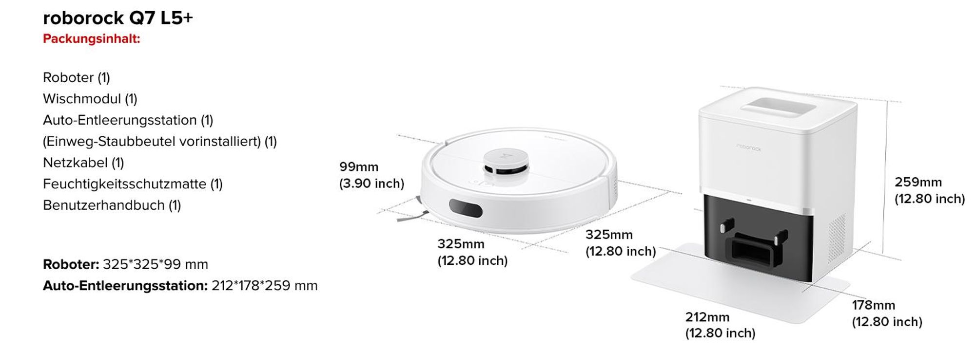 Roborock Q7 L5+ Saugroboter mit Wischfunktion, Automatischer Staubentleerung, Dual Anti-Tangle System, 8.000 Pa Saugkraft, LiDAR-Navigation, Weiß