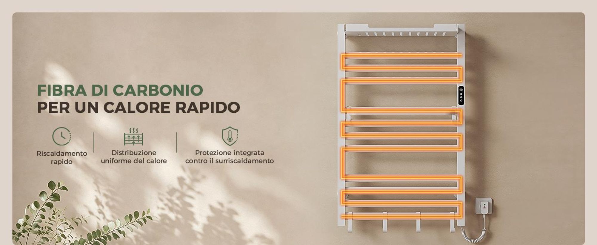 S'AFIELINA Scaldasalviette elettrico bagno con ripiano 700 × 600 mm 233 W Blanco,Termoarredo elettrico bagno WiFi con app