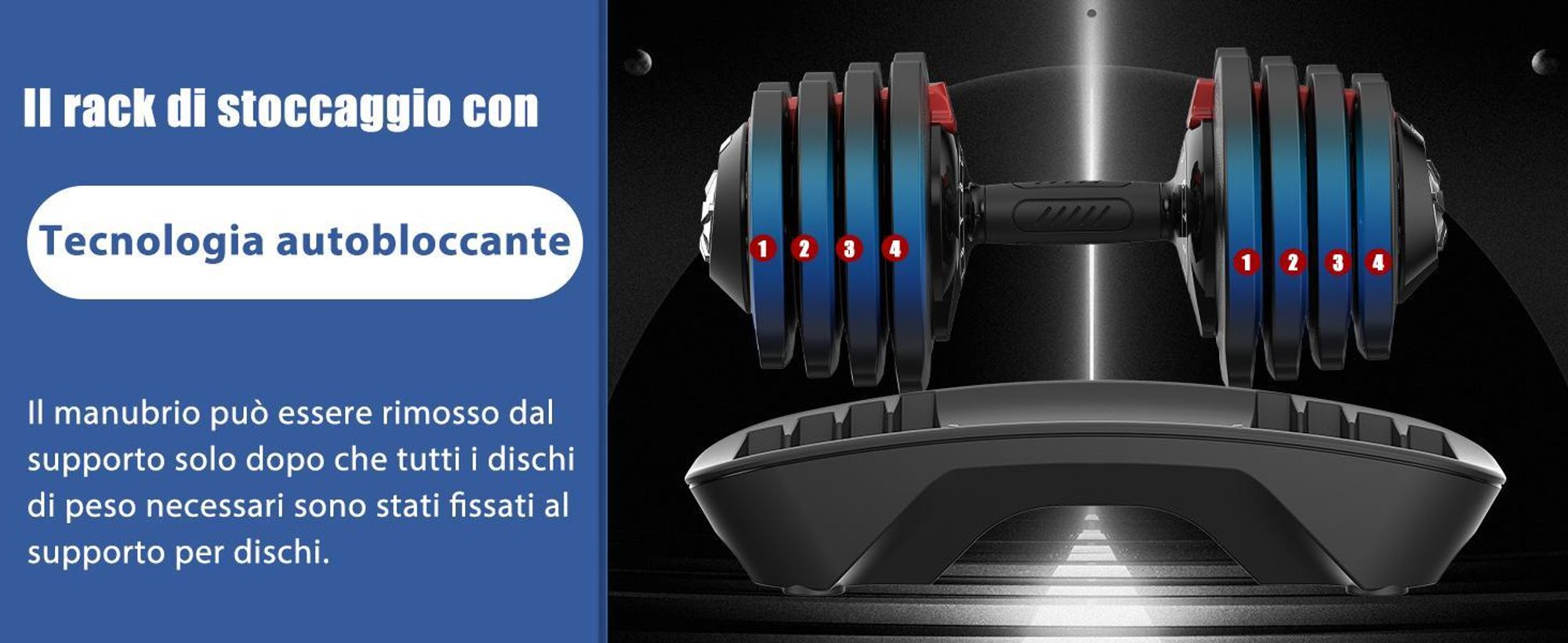DH FitLife Set di Manubri Regolabili 12 Livelli da 2 kg a 12 kg con Base Porta Pesi per Allenamento Casa, Manubri Ergonomici per Fitness