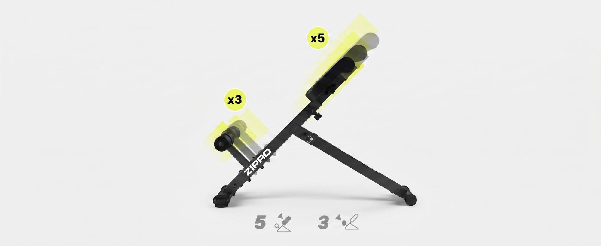 ZIPRO Core Direct Rückentrainer Klappbar - Römische Bank Hyperextension Bauchtrainer Rückenstrecker Fitnessbank Heimtrainer Homegym Core 220 kg