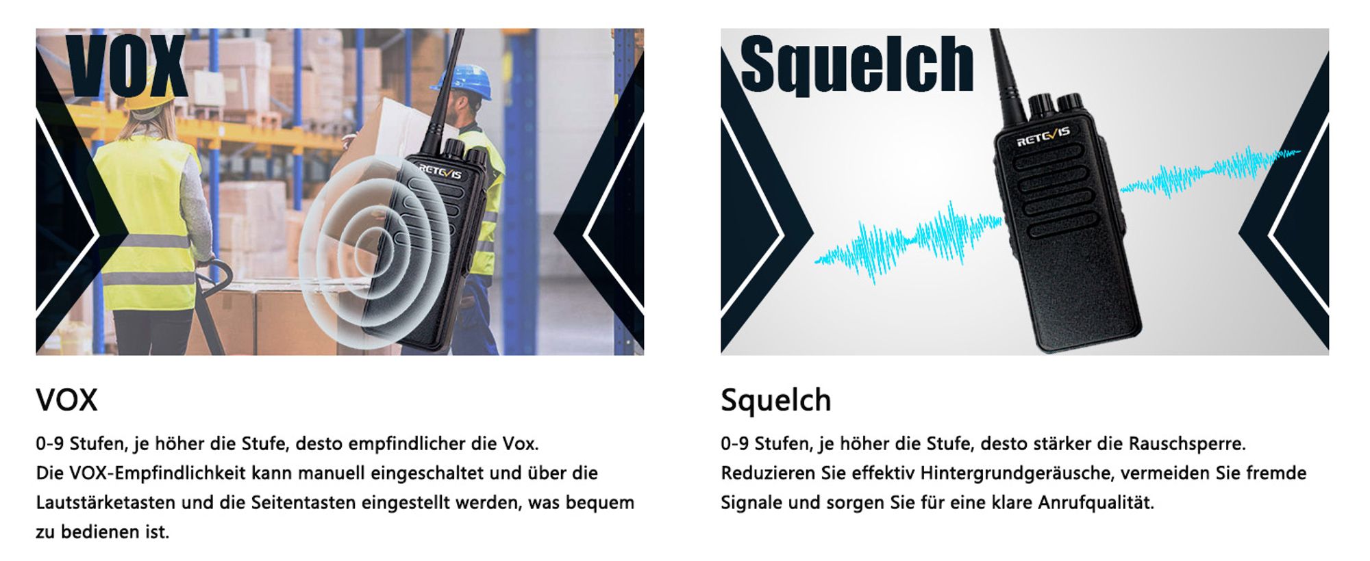 Retevis RT1 Funkgeräte, Handfunkgeräte mit Headset, Hochleistungsantenne,3000mAh Wiederaufladbar, Großer Reichweite für Baustellen, Herstellung,Schule