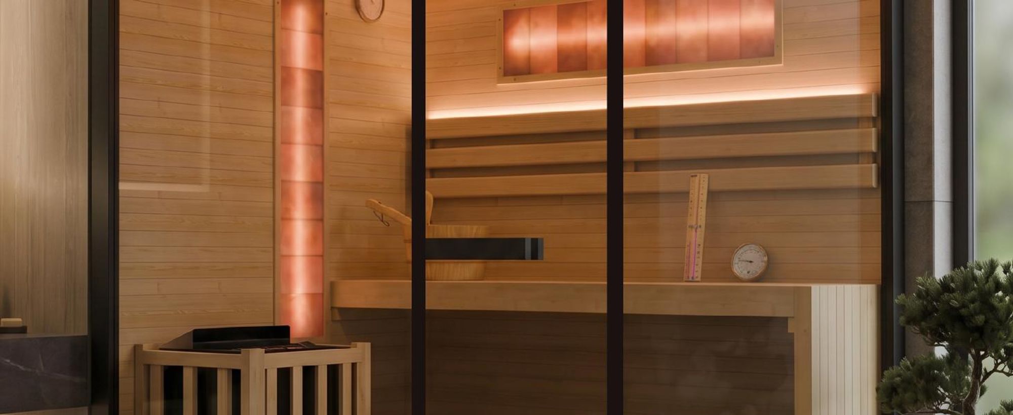 ARTSAUNA® Traditionelle Sauna Vantaa 175 - schwarz, Salzsteine, Hemlock Holz, 8 kW Saunaofen, Indoor Sauna 4 Personen, Komplett-Set