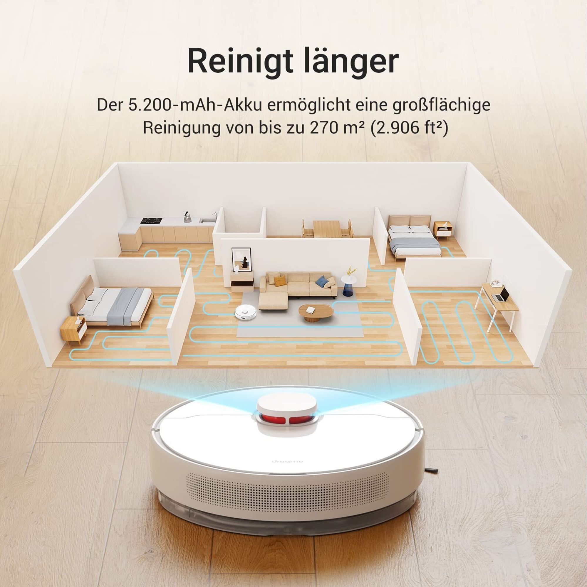 Dreame D10 Plus Roboterstaubsauger und Wischmopp, selbstentleerende Basis für 45 Tage, 4000 Pa Saugleistung, LiDAR-Navigation,WLAN-Verbindung