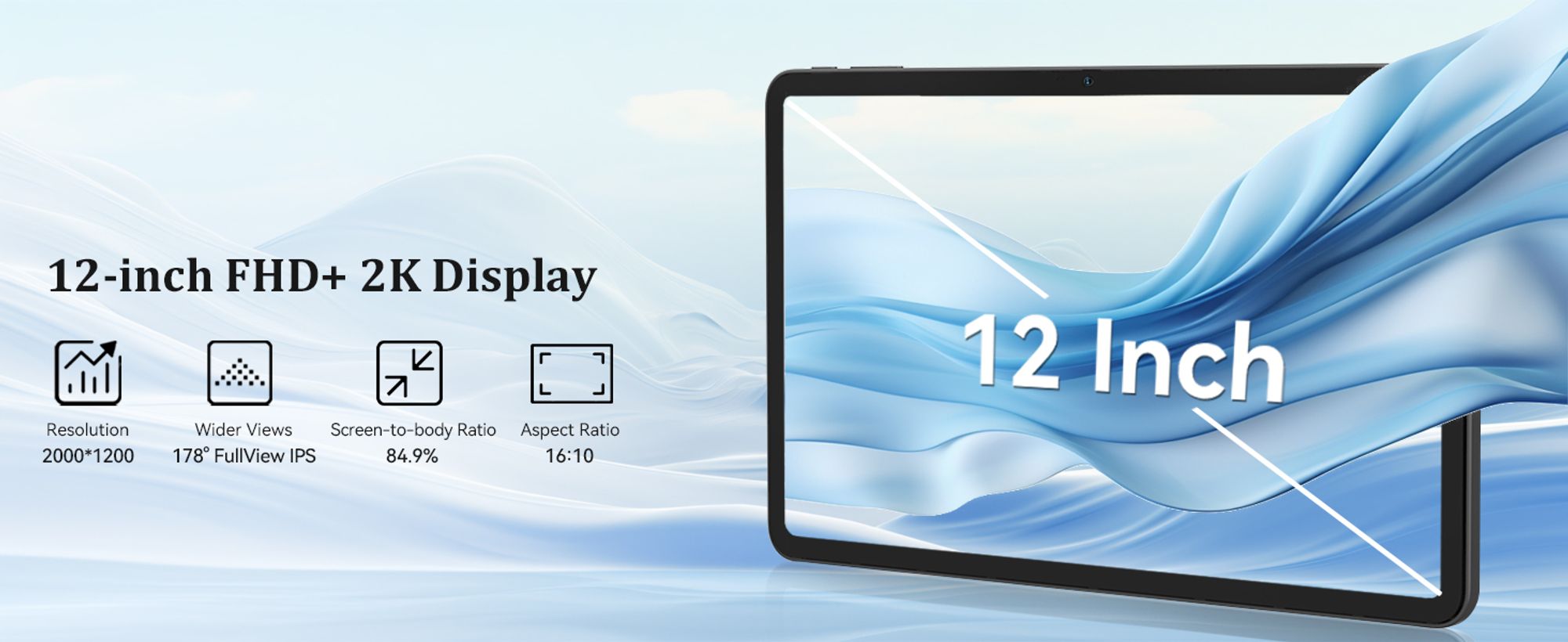 Blackview Mega2, 2025, 12 Zoll, 2K Display, FHD Tablet, 36(12+24) GB+256GB 2TB Erweiterbar, Dual 4G, 5GWiFi, 9000mAh, 2025 Android 15, Widevine L1