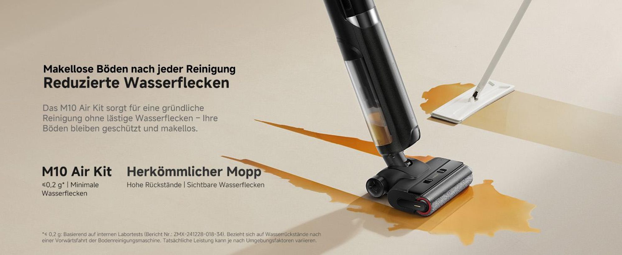 MOVA M10 Air Akku-Stielstaubsauger mit Nass- & Trockensaugen, 20.000 Pa, 30 Min, 600-ml-Tank, 74 dB, Auto-Reinigung, Anti-Geruch, Schwarz