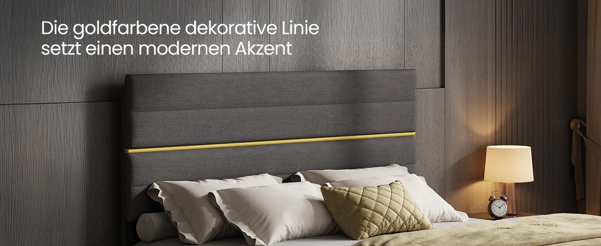 VASAGLE Doppelbettgestell, 160 x 200 cm, geräuscharm, verstellbares gepolstertes Kopfteil, Bettrahmen, robust, mehrfachgrößen-Option