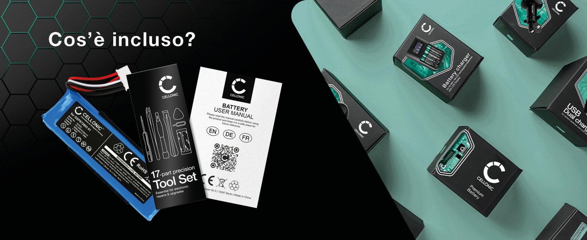 CELLONIC 1x Batteria per Altoparlante Compatibile con JBL Flip 4, GSP872693 01 – (3000mAh, 3.7V) + Set di strumento