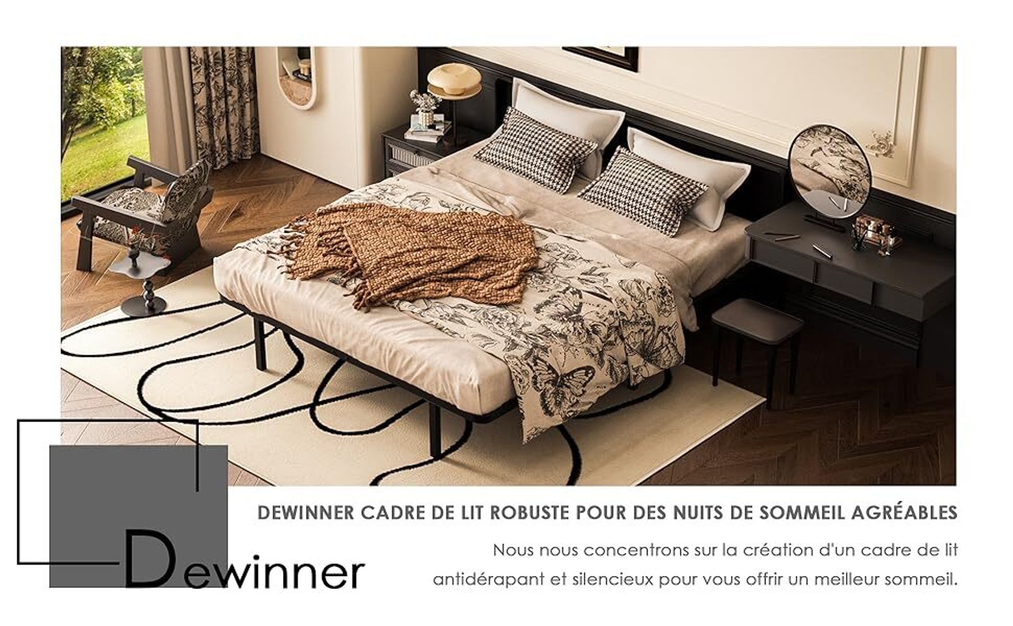 DEWINNER - Lattenrost 140x200 cm | Bett mit Lattenrost für Erwachsene | Optimale Stabilität | Ergonomisch | 7 Beine Nachhaltig | Breite Latten 150mm