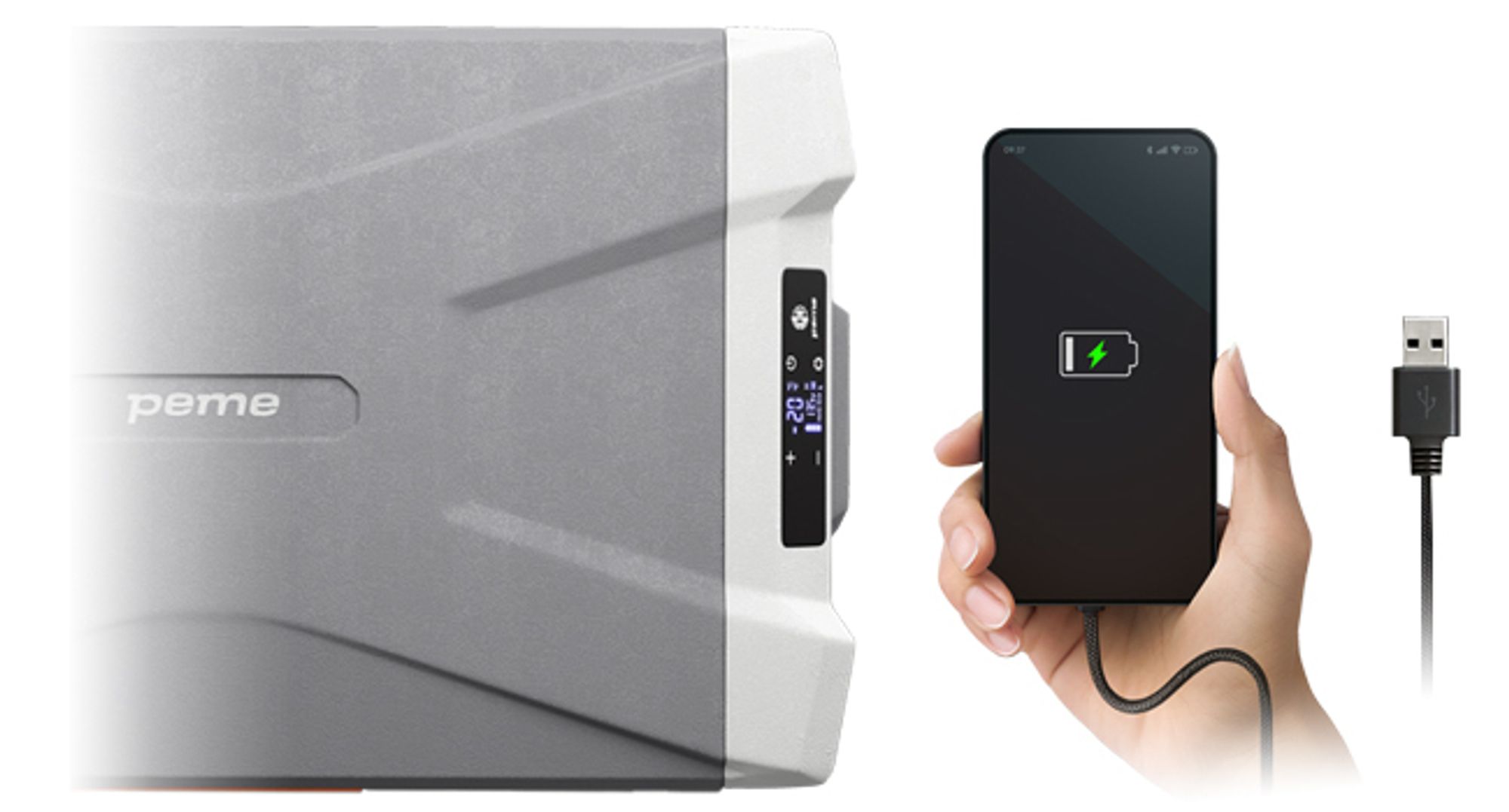 Chladicí box PEME Quest 40 s kompresorem, 35 l – automobilová lednička, elektrická mraznička, lednička do kamionu, auta a na kempování, s aplikací a USB, vnitřní osvětlení, mraznička do -20 °C