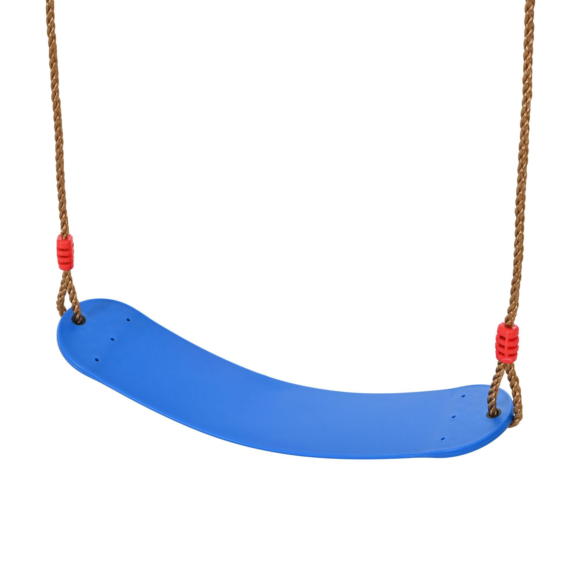 Flieks 4-in-1-Schaukelgestell, Spielturm mit Rutsche, Trampolin, Schaukel und Basketballkorb, Doppelschaukel Outdoor-Schaukel-Set, 336x217x238cm, Blau