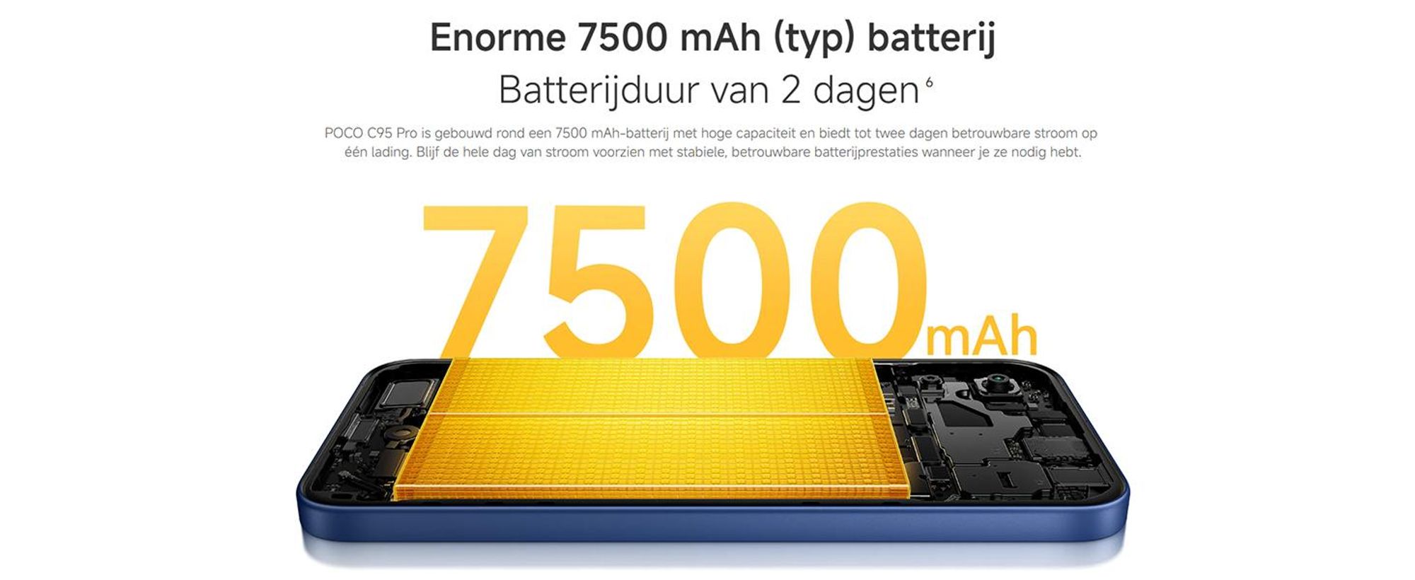 Xiaomi Poco C 95 Pro, 4G-smartphone, 6 + 128 GB, zwart, 7500 mAh-batterij