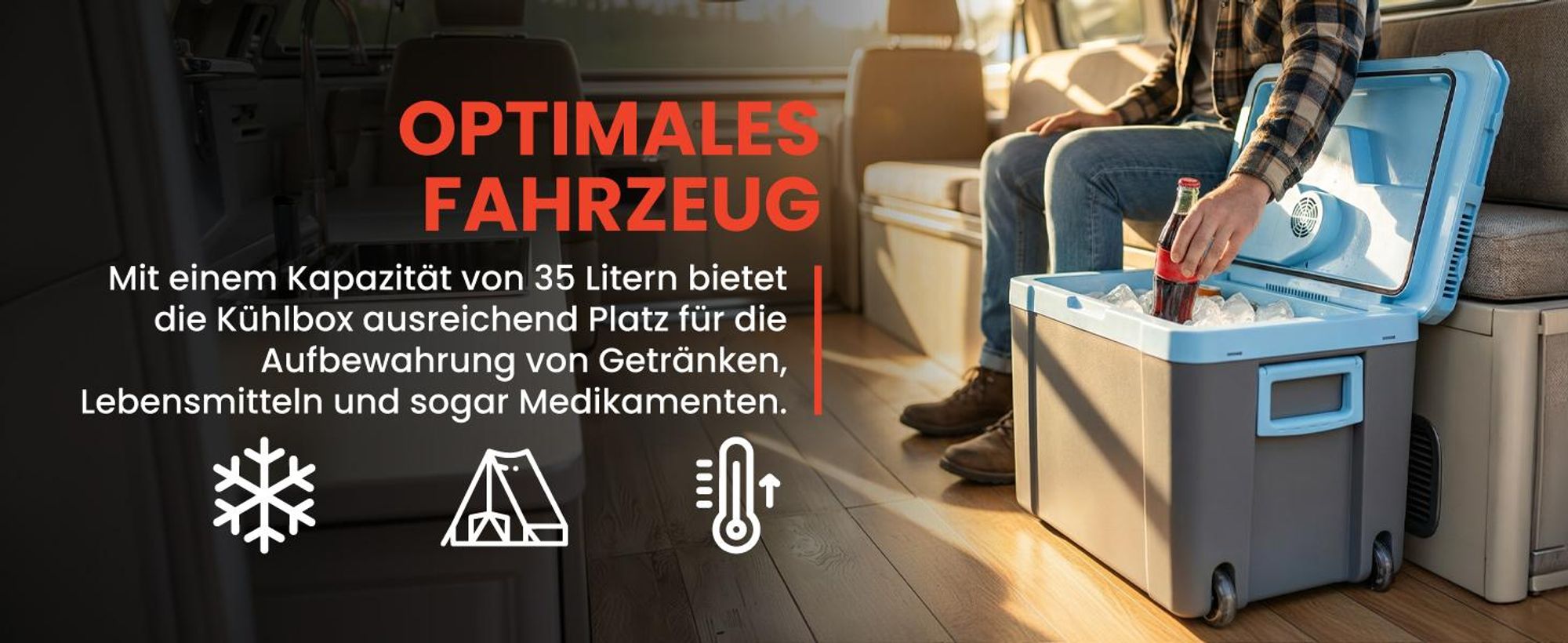 Kühlbox mobiler  35 Liter 12/230V 35 für Camping mit Räder