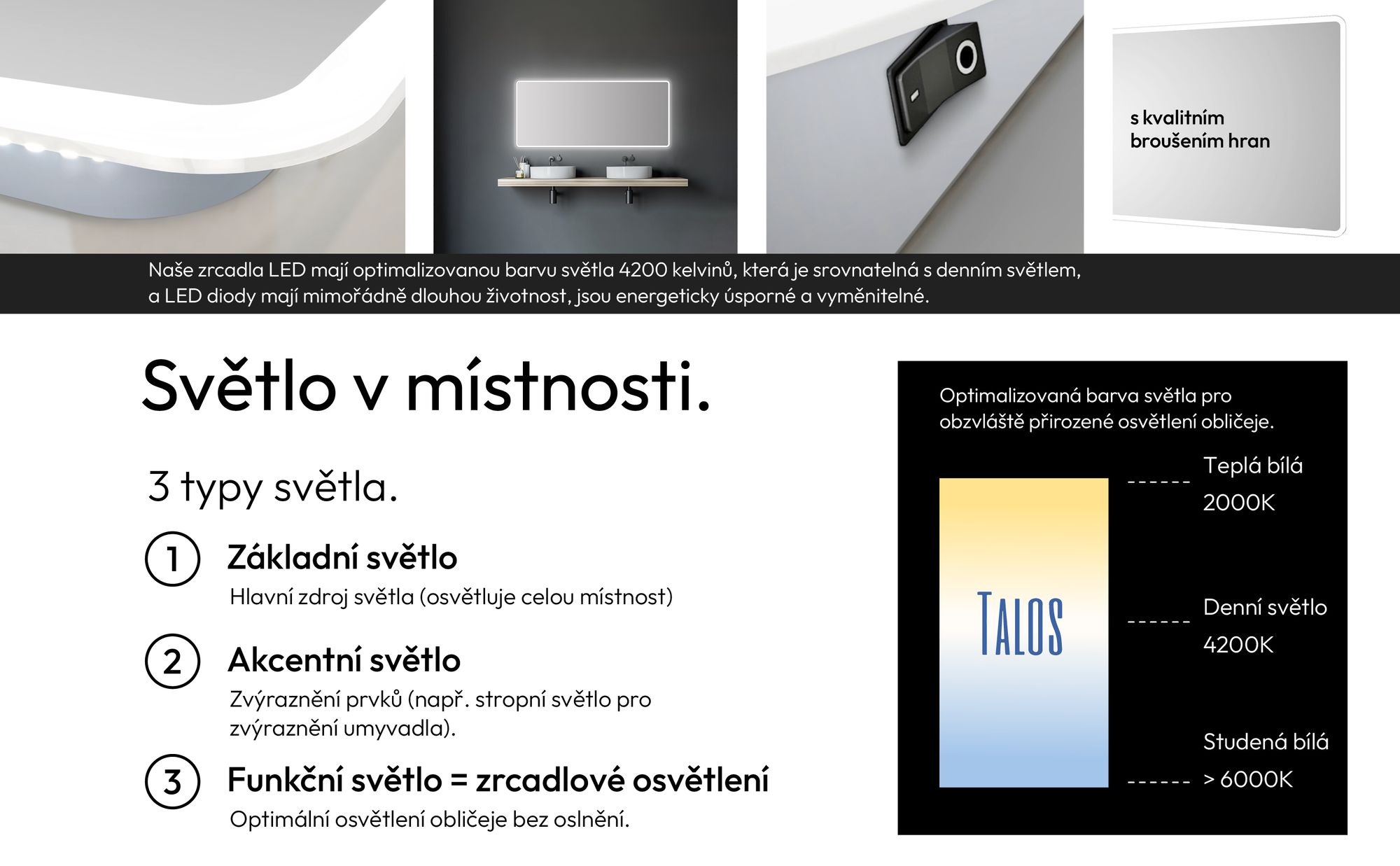 Koupelnové zrcadlo s osvětlením TALOS Moon LED koupelnové zrcadlo 180x70 cm - odolné proti vlhkosti díky hliníkovému rámu - barva světla neutrální bílá