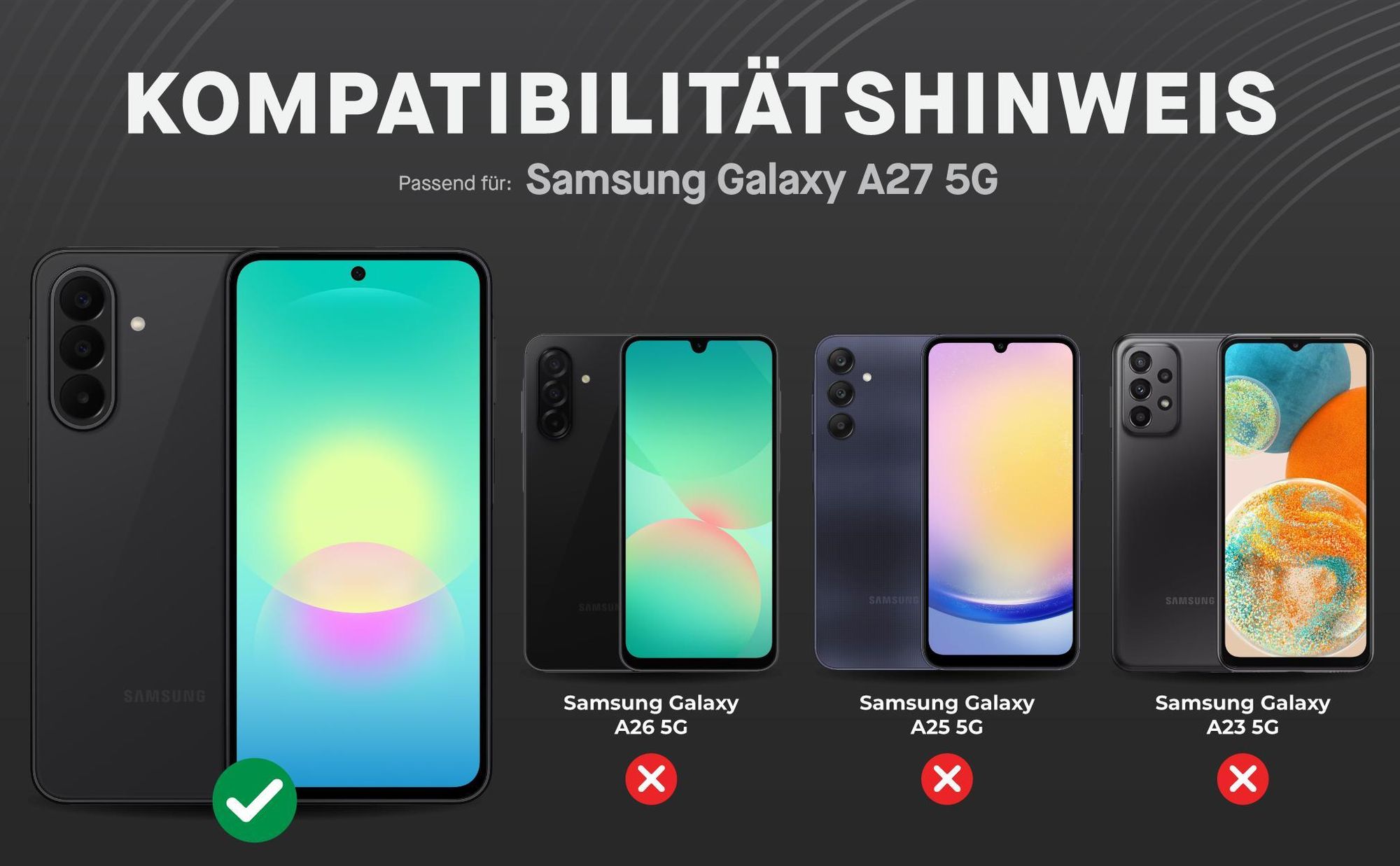 Kompatibilitätshinweise Displayglas für Samsung Galaxy A27 5G