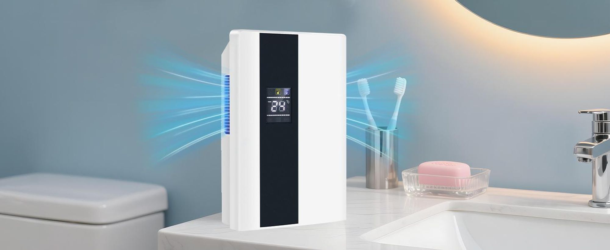ZMH Entfeuchter Elektrisch 2000ml Luftentfeuchter Raumentfeuchter mit Fernbedienung lufttrockner 24h Timer UV Reinigung Schlafmodus Weiß