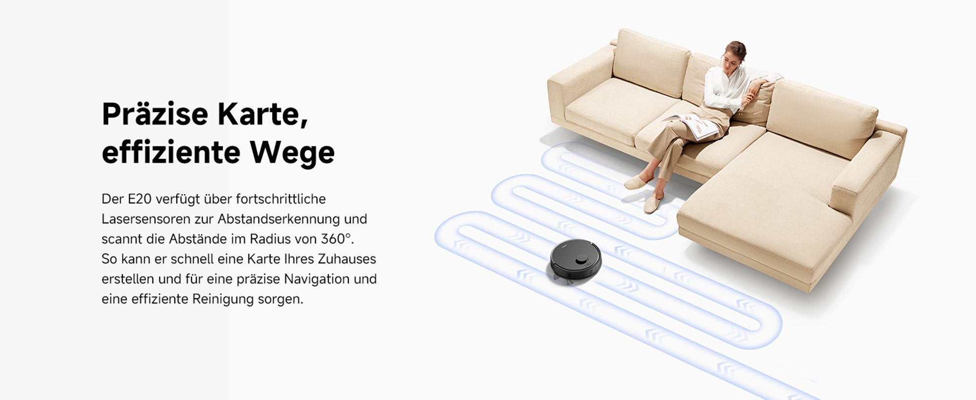 MOVA E20 Saugroboter mit Wischfunktion, LDS-Navigation, 5.000 Pa Saugkraft, 2-in-1 Staubsaugen und Wischen, Kompakte Bauweise