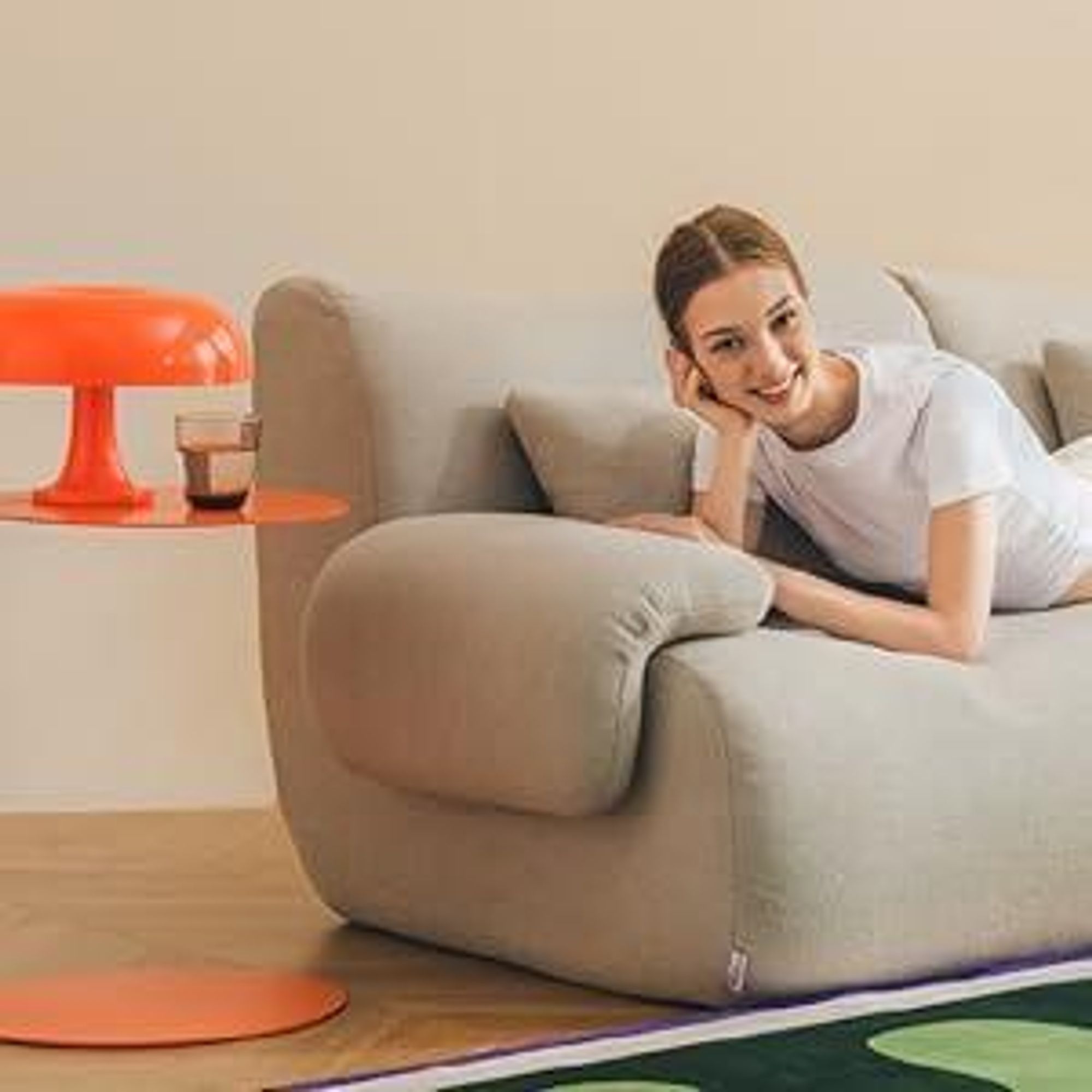 Canapé d'angle modulaire 3 places MILYSOFA SOFATIME avec méridienne, tissu bouclé raffiné, bleu foncé