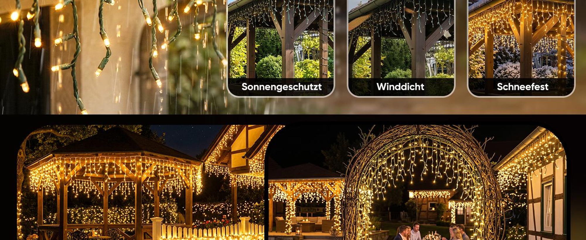 SALCAR Eisregen Lichterkette Solar Außen, 15.6M 480er LED Eiszapfen Lichtervorhang Fenster ,13 Modi Beleuchtung Solarlichterkette mit Fernbedienung