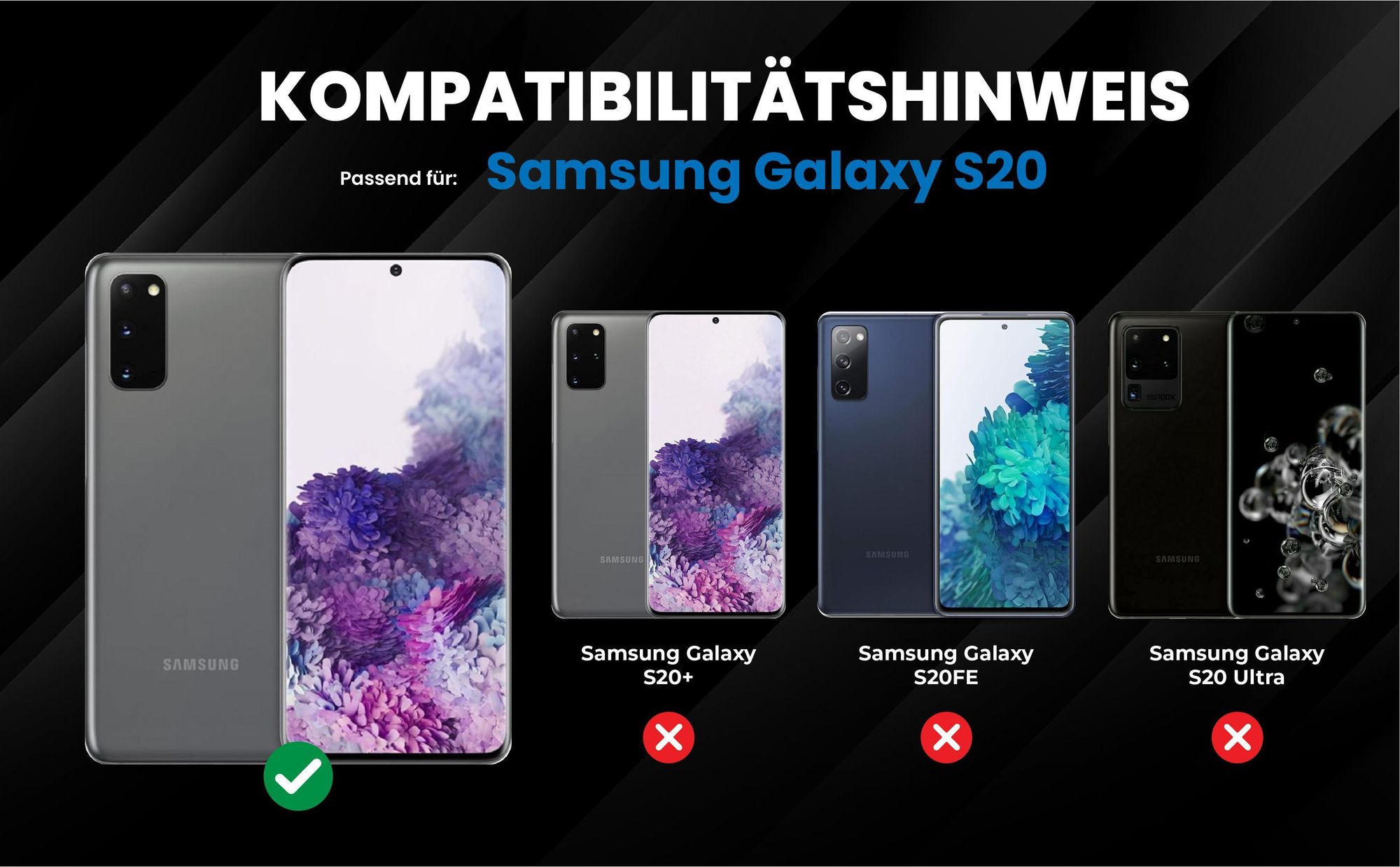 Kompatibilitätshinweise Hülle für Samsung Galaxy S20