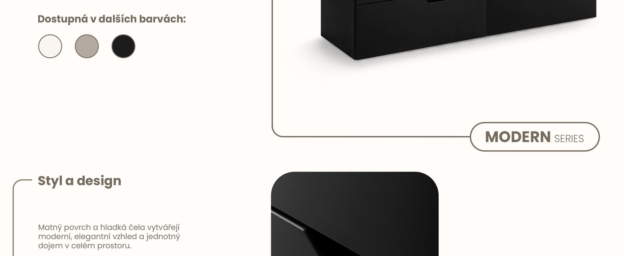 RODAN | Skříňka pod Umyvadlo - Černá - 120 cm - S Deskou Stolu - 4 Zásuvky - Závěsné - MDF čela - MODERN