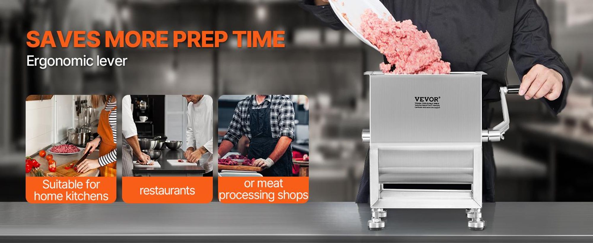VEVOR Handbetriebs Fleischmischer, 80L Festtank Fleischverarbeitungsgerät (Maximale Mischung 80LBS für Fleisch), Edelstahl Fleischmischer, Wurstmischmaschine mit Deckel, Handgetriebe, Hackfleisch Handmischer, 10 L Ohne Getriebe