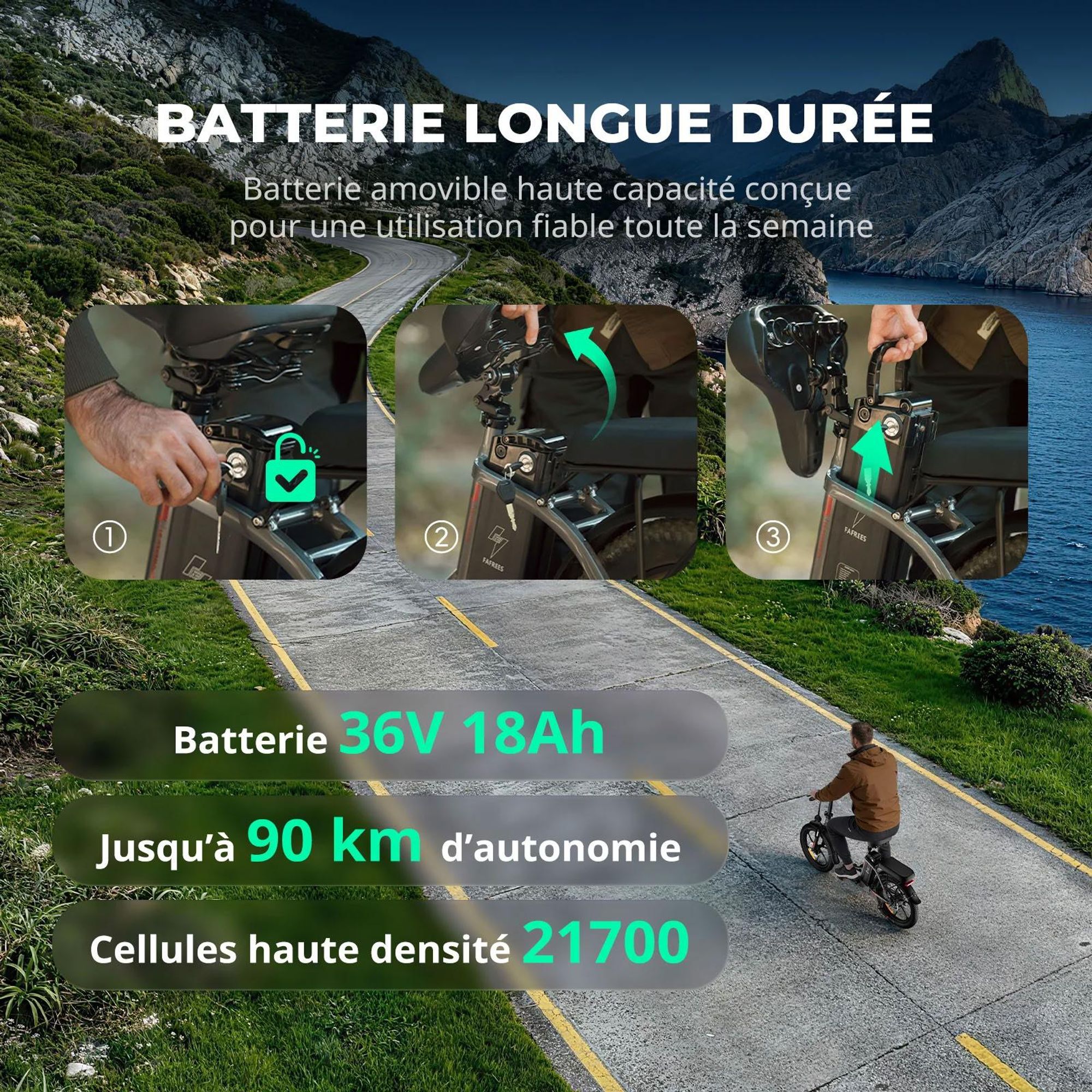 FAFREES F20 Vélo Électrique - Moteur 250W Batterie 36V18Ah 20'' Freins Mécaniques - Gris