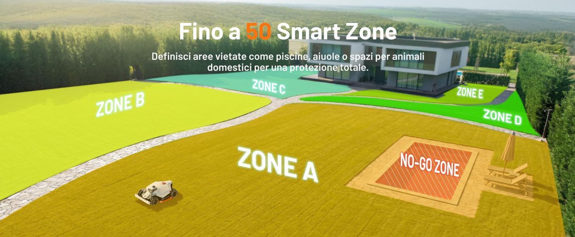 Robot tagliaerba Mammotion LUBA 3 AWD 5000 con garage, fino a 5000 m², trazione integrale, pendenza 80%, mappatura automatica, modulo 4G, APP