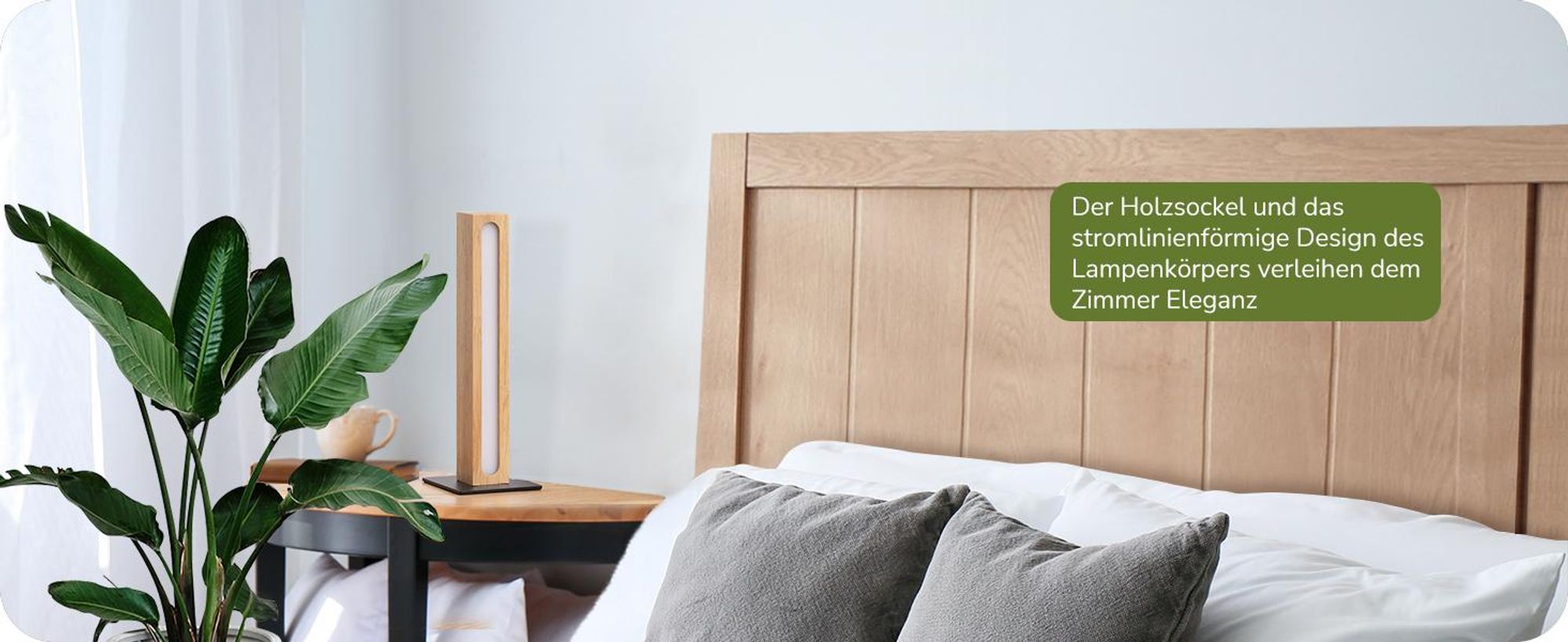 EDISHINE LED Tischlampe Holz, Nachttischlampe Touch Dimmbar, Speicherfunktion