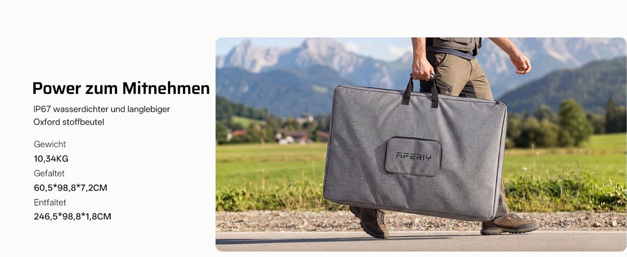 AFERIY SA400 Faltbares Solarpanel 400W, ETFE Solarmodul mit bifazialer N-Typ-Technologie, IP67, MC4, für Powerstation, Camping und Wohnmobil