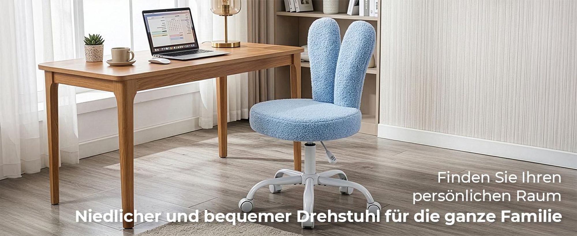 FCH Kaninchenohren-Design Drehstuhl, Homeoffice Stuhl, Kinder Schreibtischstuhl kinderschreibtischstuhl Jungendstuhl Hasenohr, 360°, blau