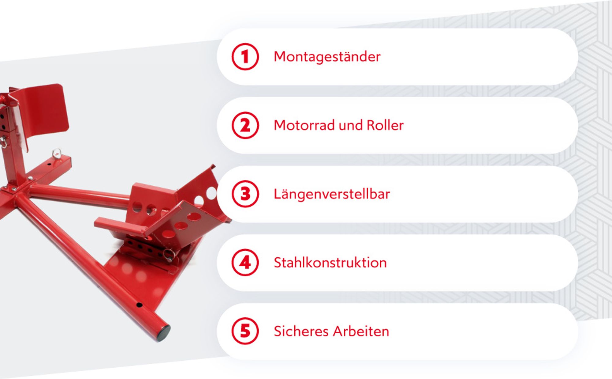 Wiltec Motorradständer vorne für 13-17" 90-130 mm Reifen, 660 x 580 x 180 mm, als Montagehilfe aus Stahl für Vorderrad, Motorradheber