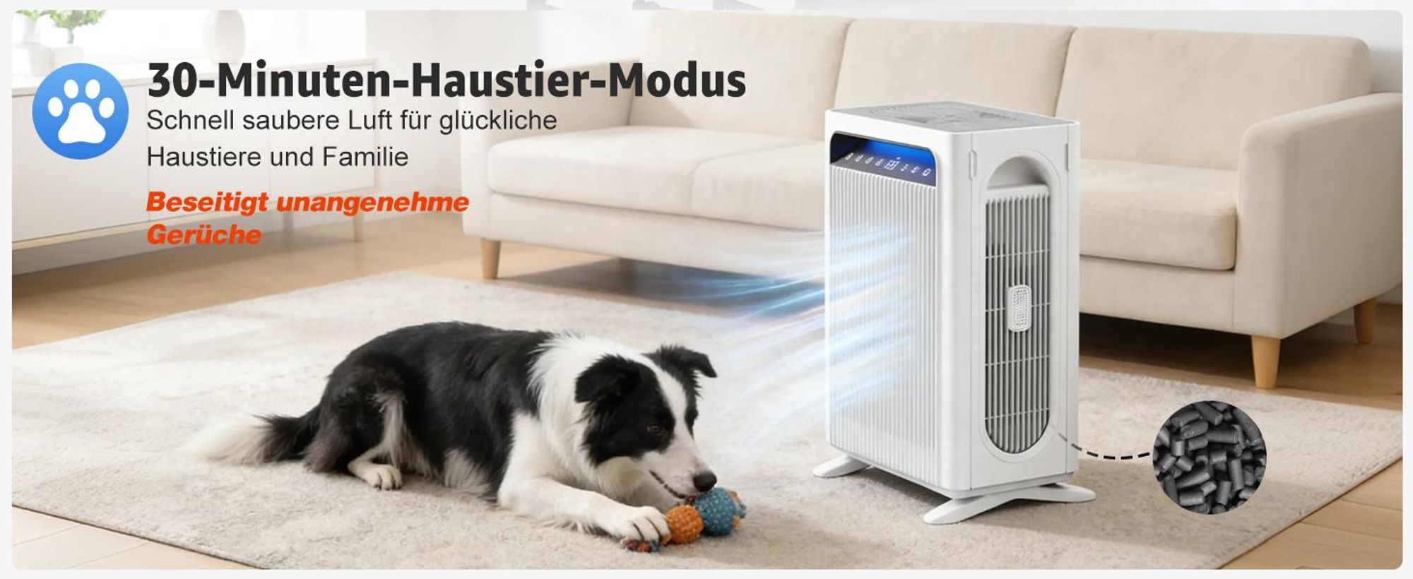 KNKA pro Luftreiniger für bis zu 140 m² mit hoher CADR-Leistung (384–415 m³/h), Doppel-HEPA- & Aktivkohlefilter gegen Staub, PM2.5 & Gerüche, leise 22 dB, Auto-/Sleep-Modus, AQI-Anzeige, Weiß