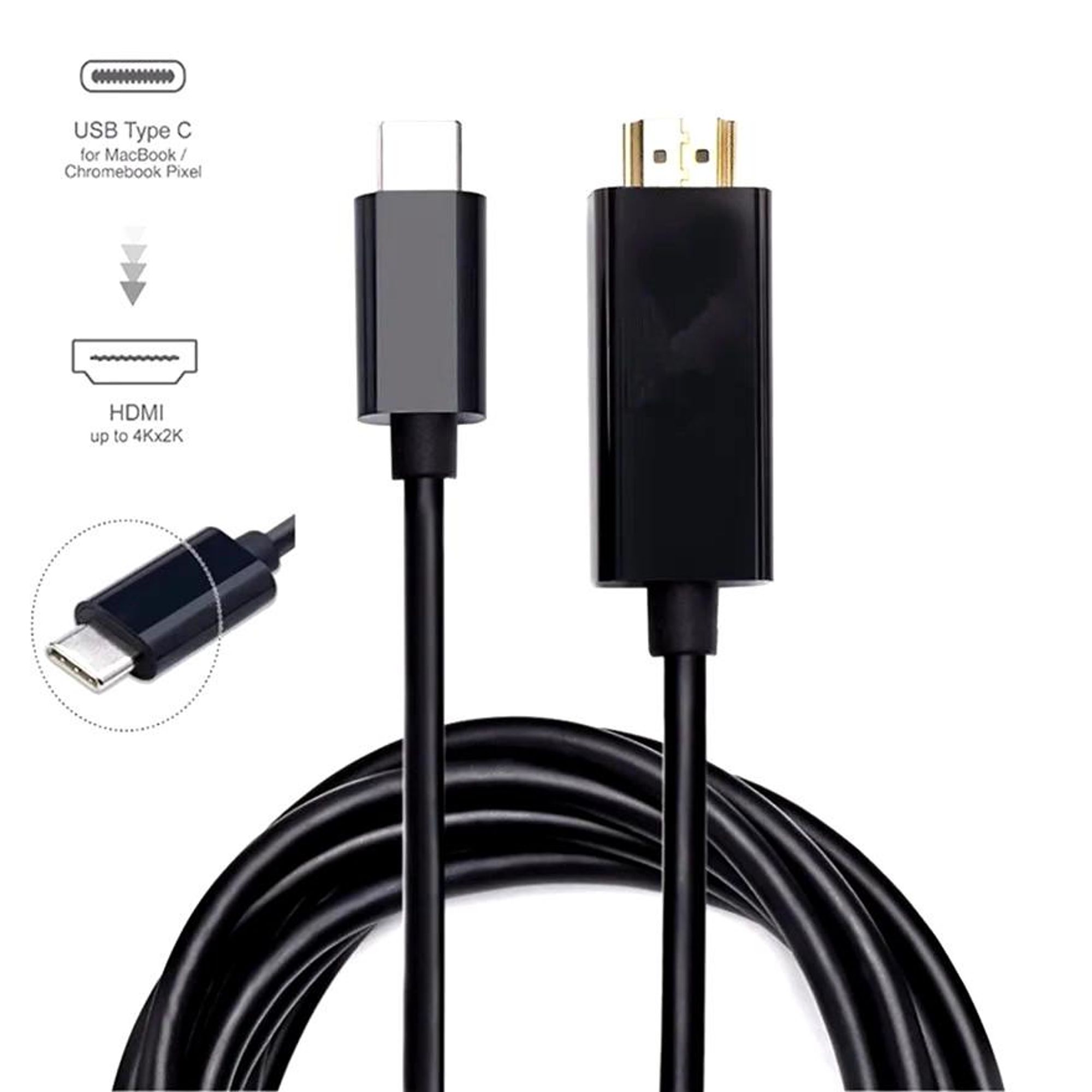 USB-C auf HDMI Adapter Kabel 4K 30Hz für MacBook Pro Samsung Huawei TV Beamer