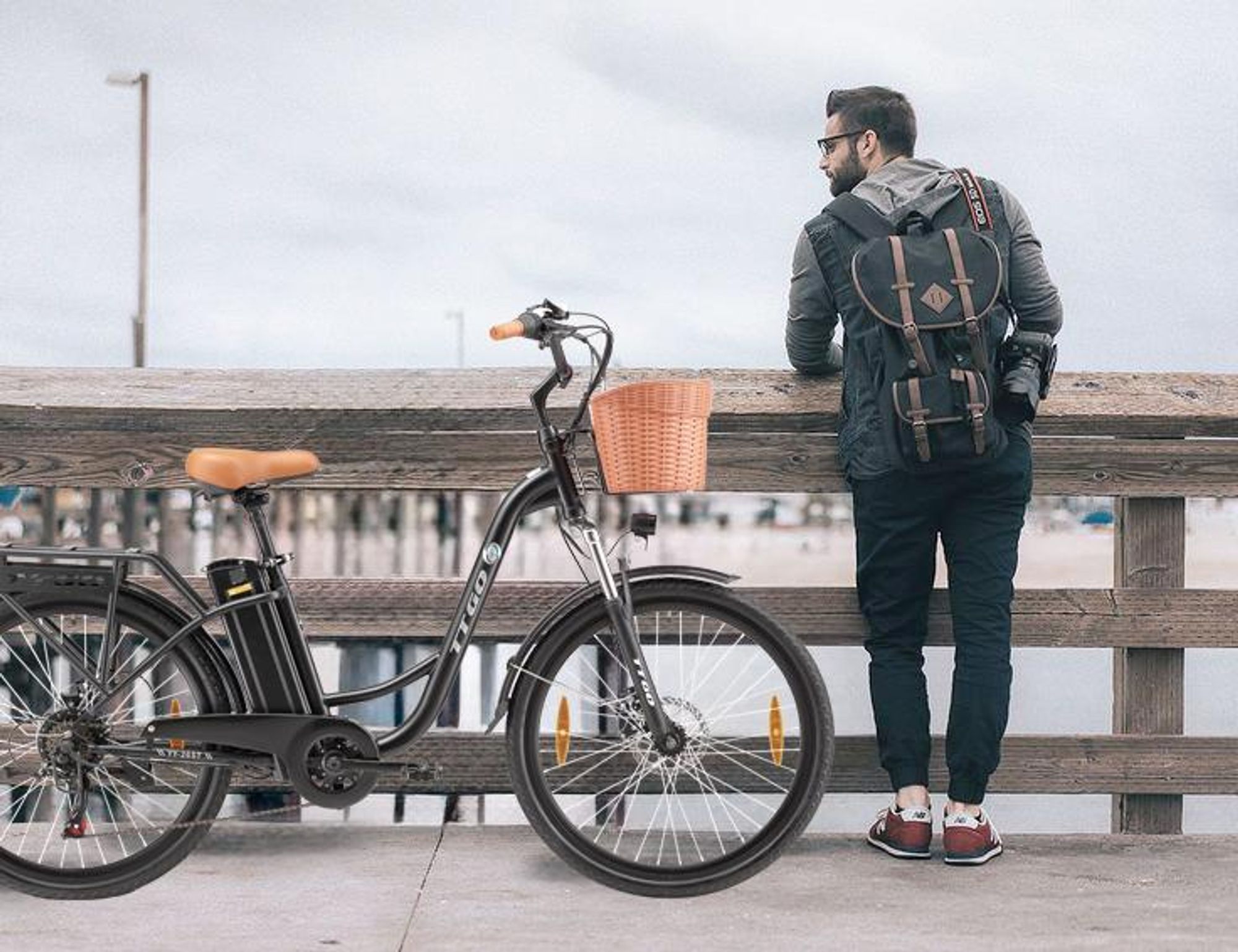 26 Zoll E-Bike EBIKE Cityräder Elektrofahrrad Akku 100km Reichweite 250W City E-Bikes&E-Hollandräder LCD-Display 25km/h 14.5AH Mit Frontkorb Schwarz