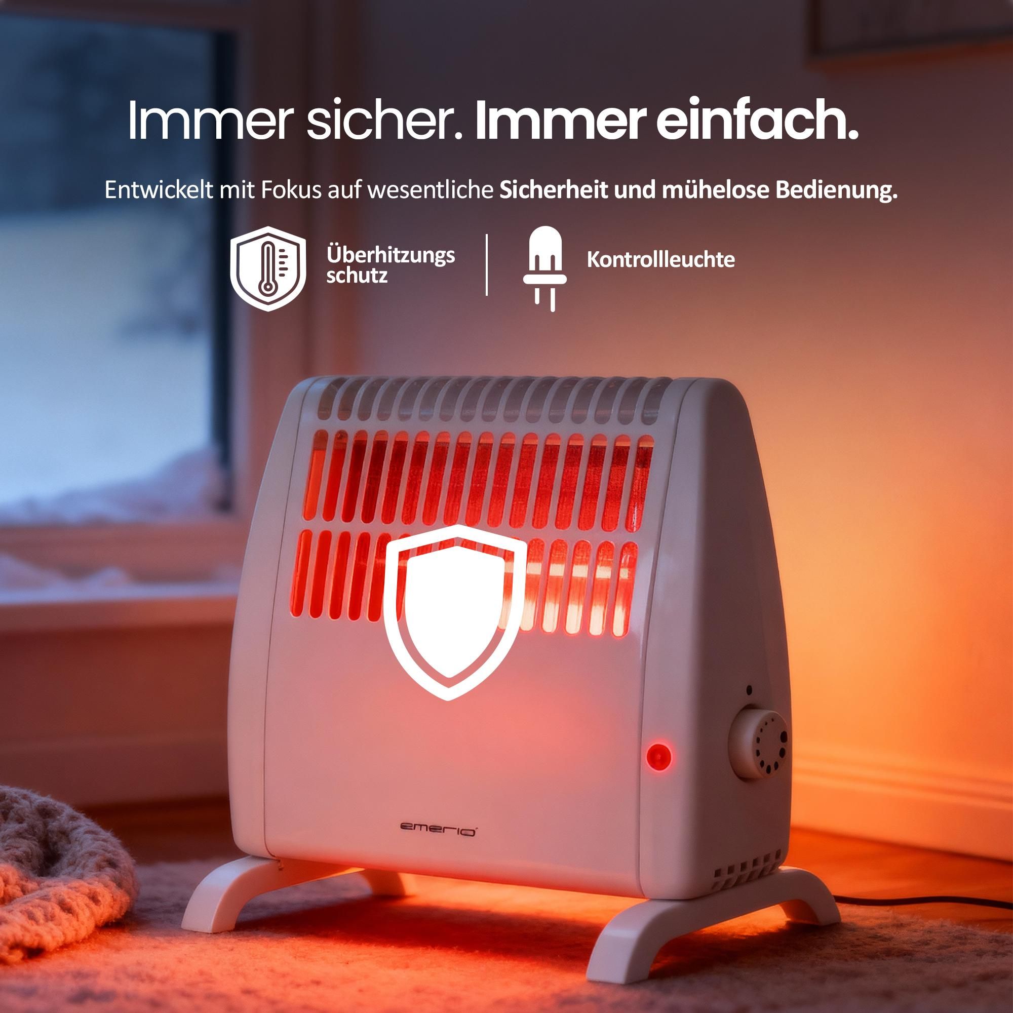 Emerio Frostwächter FG-117320 – 5 m² - 500W - Einstellbarer Thermostat - Freistehend - Kontrollleuchte - Kompakt - Weiß