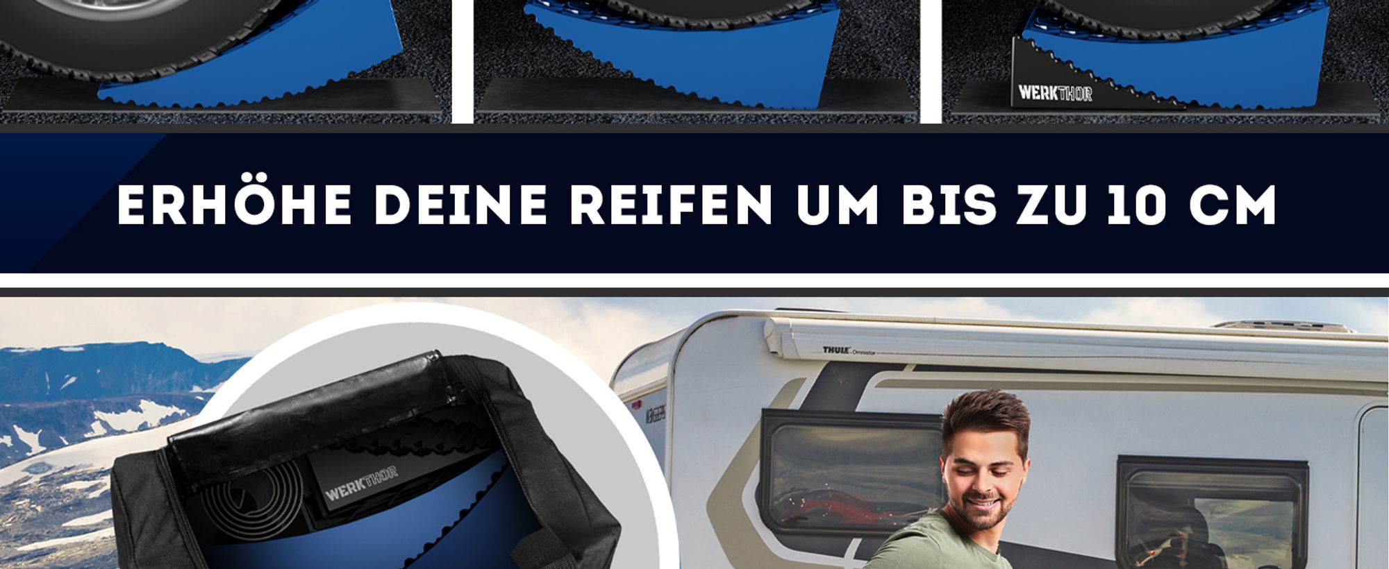 Werkthor WT-06, Service-Rampe, 13500 kg, 15 cm, Schwarz, Blau, 150 mm, 110 mm