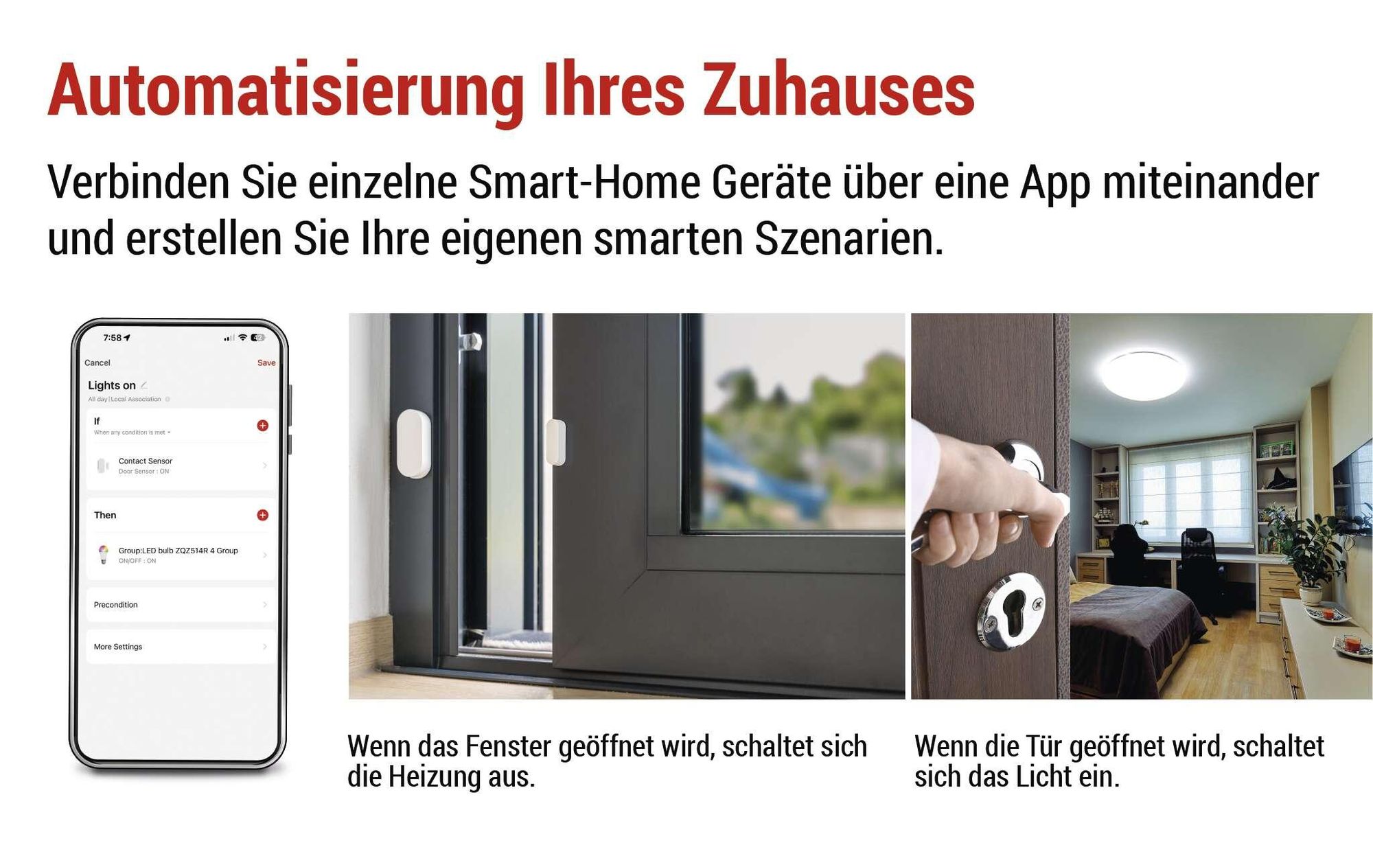 EMOS GoSmart - Smart Home Fenster- und Türsensor mit App - Zigbee - kabellos - 3M-Klebeband, inkl. Batterie - Google Home und Alexa kompatibel, H5021