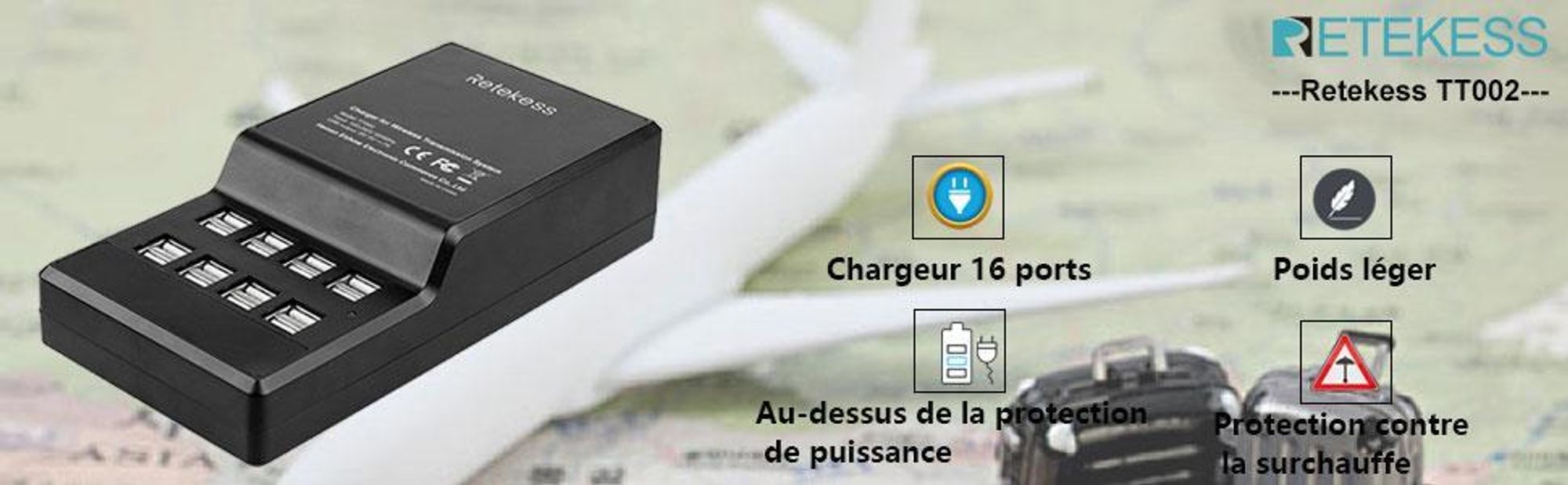 Retekess TT002 16-portowa ładowarka USB do Retekess Tour Guide System kompatybilna z Retekess T130-T131 TT103-TT104 TT101-TT102