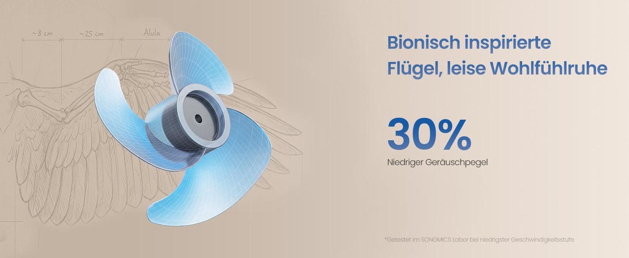 SONGMICS Tischventilator mit LED-Display, leiser Ventilator 20 dB, 8 Stufen, Fernbedienung, Oszillation, Timer, weiß