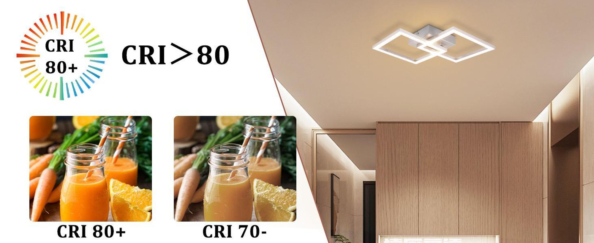 ZMH Deckenlampe LED Deckenleuchte Wohnzimmer Modern Design Küchenlampe 24W 4000K Wohnzimmerlampe Flurlampe Neutralweiß Schlafzimmerlampe Flur Deckenbeleuchtung Eckig Silber für Esszimmer Büro