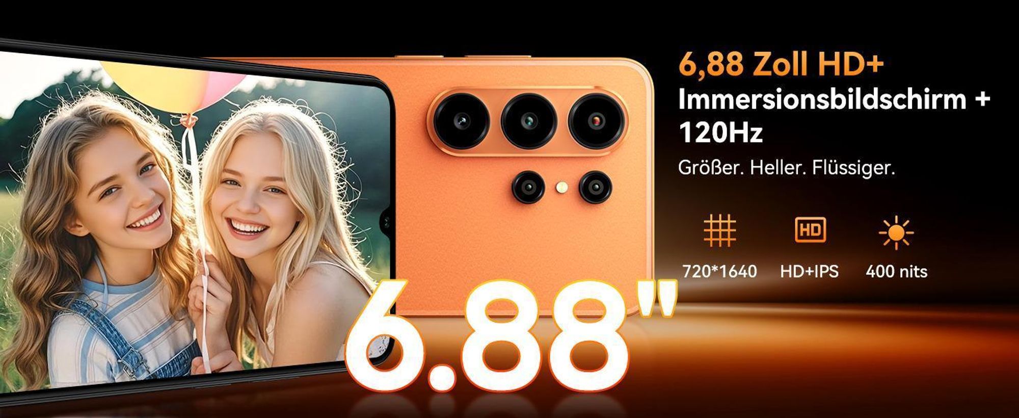 Blackview Wave 10C smartphone Ohne Vertrag, Android 16, 6.88", 120Hz, 1080p, Dual SIM, Face ID, 5000 mAh, Gemini AI, DokeOS 5.0, 1080p, 4G