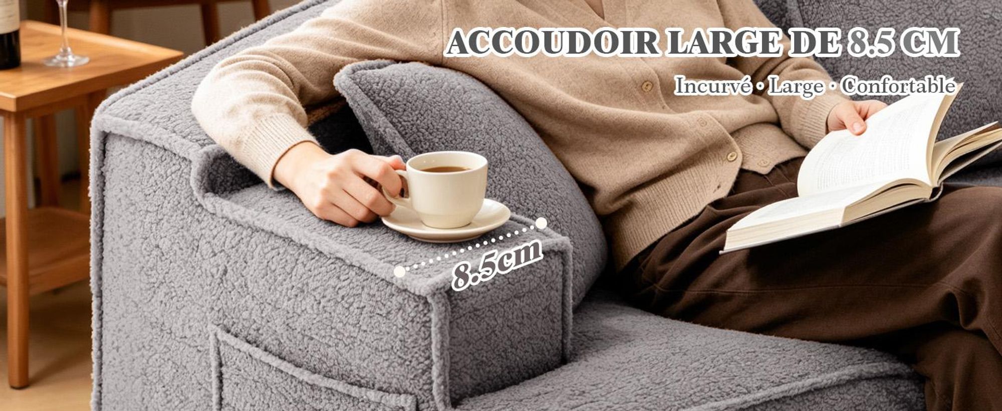 Canapé COMHOMA, 2 places, 228 x 75 x 67 cm, canapé modulaire convertible, canapé rembourré, avec sac de rangement, canapé convertible, ne nécessite pas d'assemblage