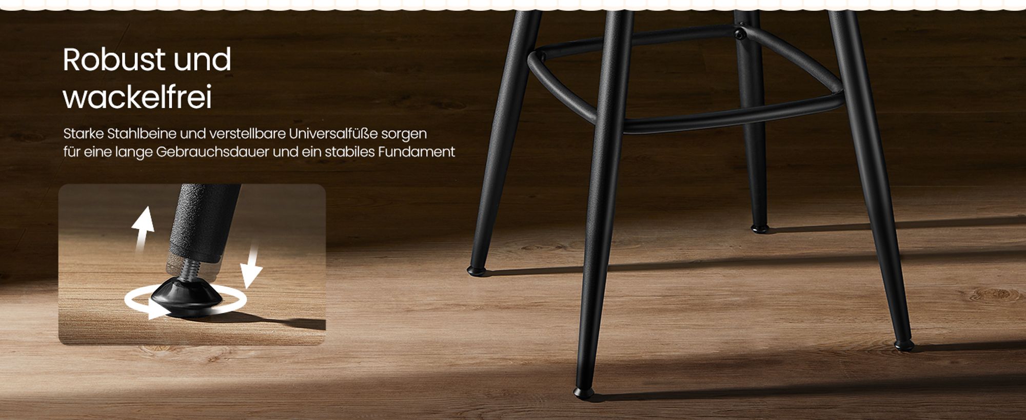 VASAGLE EKHO Kollektion - 360° drehbarer Barhocker, 2er Set, Hocker mit Rückenlehne für Kücheninse