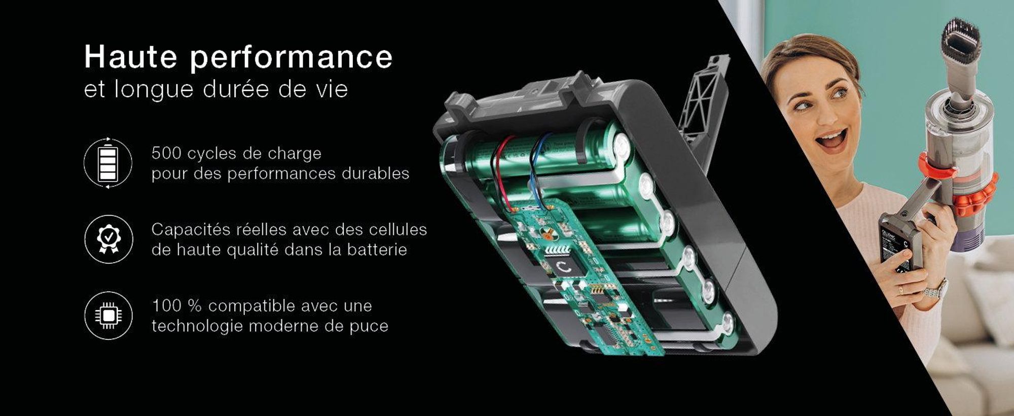 CELLONIC 1x Batterie pour Aspirateur Compatible avec Dyson V7, V7 Animal Pro plus, V7 Absolute Extra, 968670-02 - (2000mAh, 21.6V)