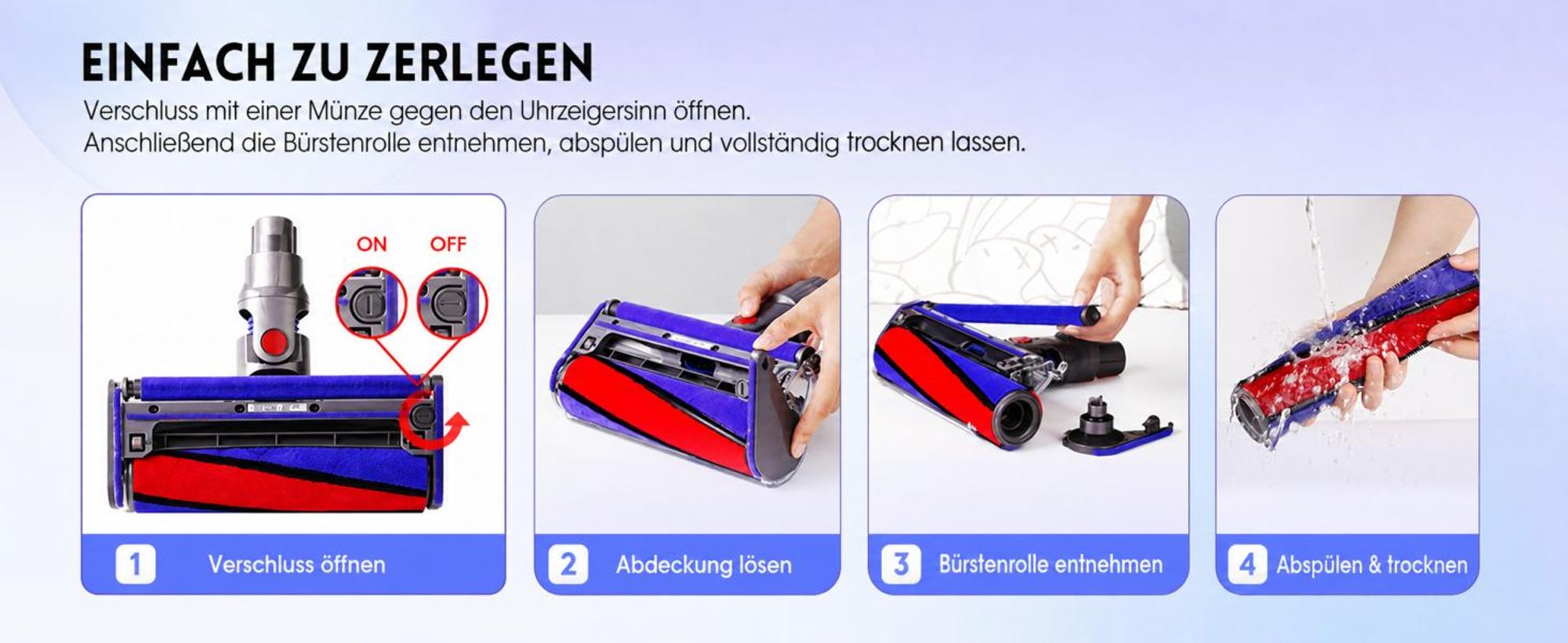 Weiche Walze Bodendüse kompatibel mit Dyson V11 V10V8V7V15 – Flauschiger Staubsaugerkopf für Hartböden, Parkett & Vinyl – Zubehör für kabellose Sauger