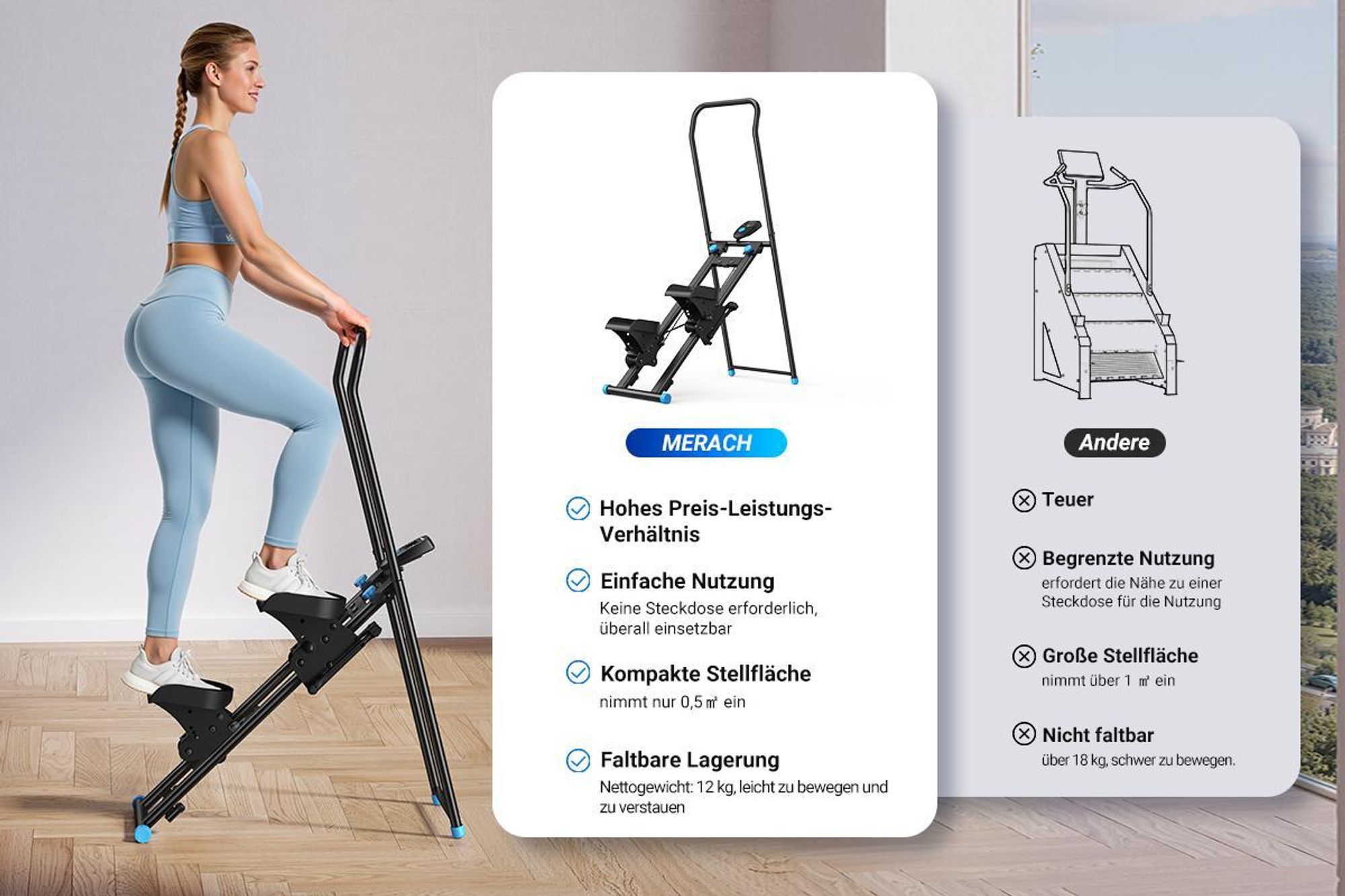 Stepper Neues Stair Stepper für Heimtraining, Rehabilitation, Vertical Climber Maschine für Ganzkörper-Workout bis 136 kg