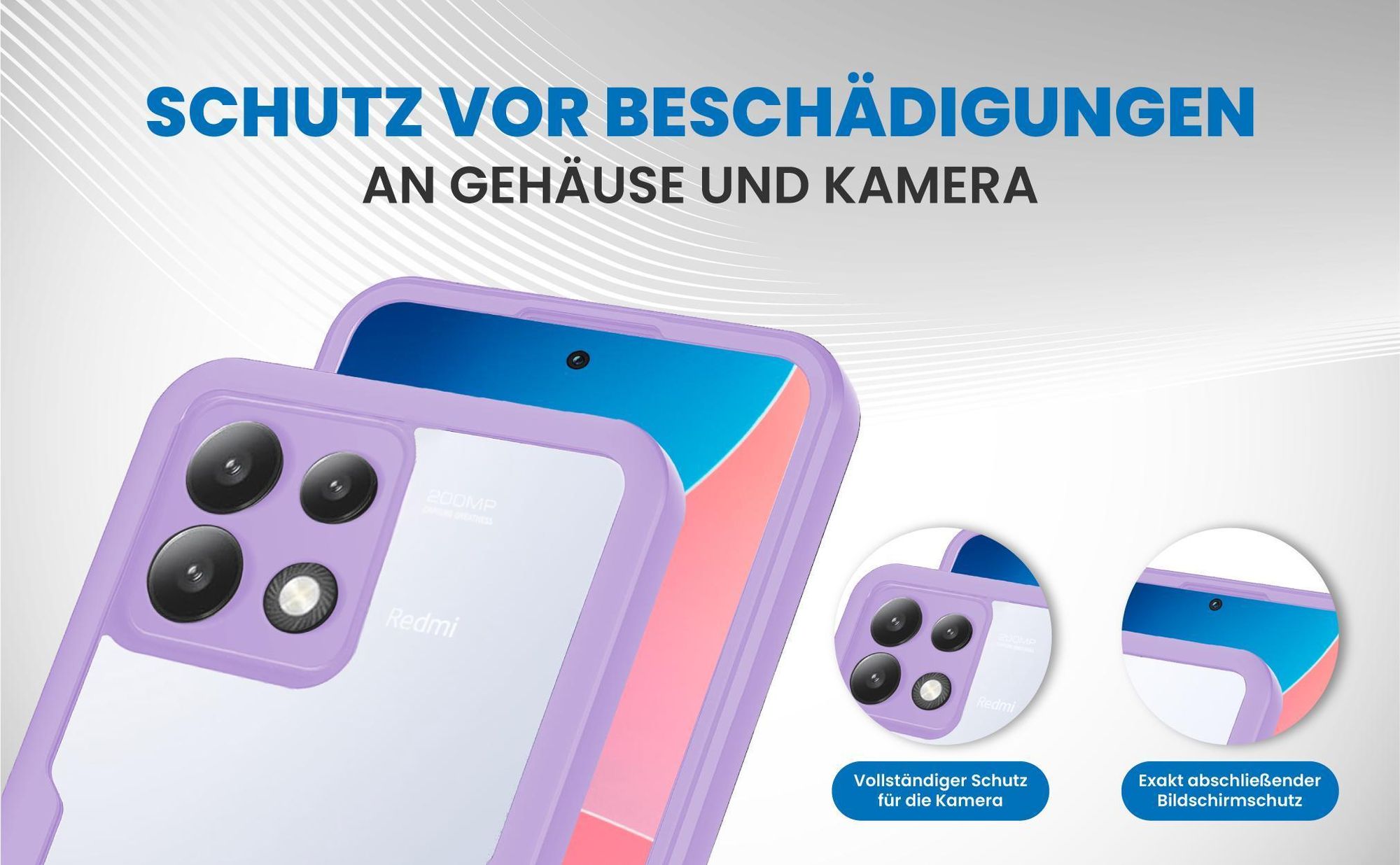 Violette 360 Grad Handyhülle für Xiaomi Redmi Note 13 Pro 5G Front und Backcover