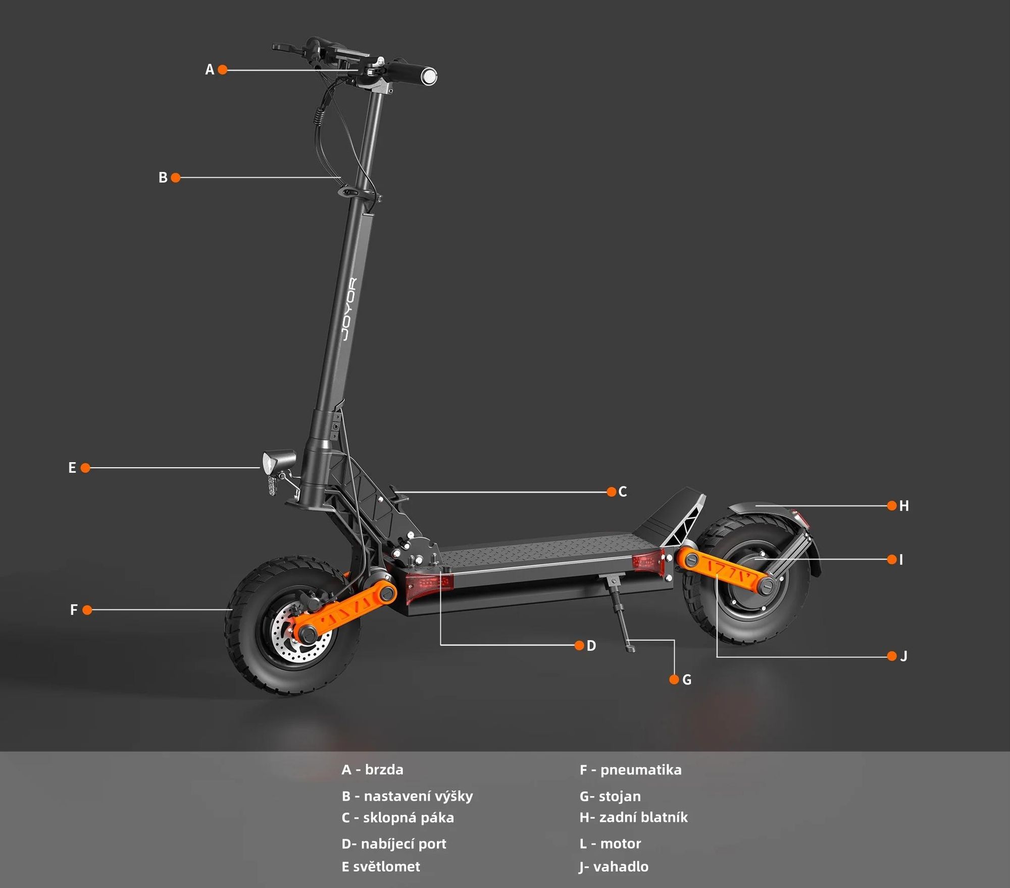 JOYOR S10-S-Z Skládací Duální Motor Elektrická koloběžka - 1000W*2 Motor 60V18AH Baterie 10 Palcové Pneumatiky - Černá