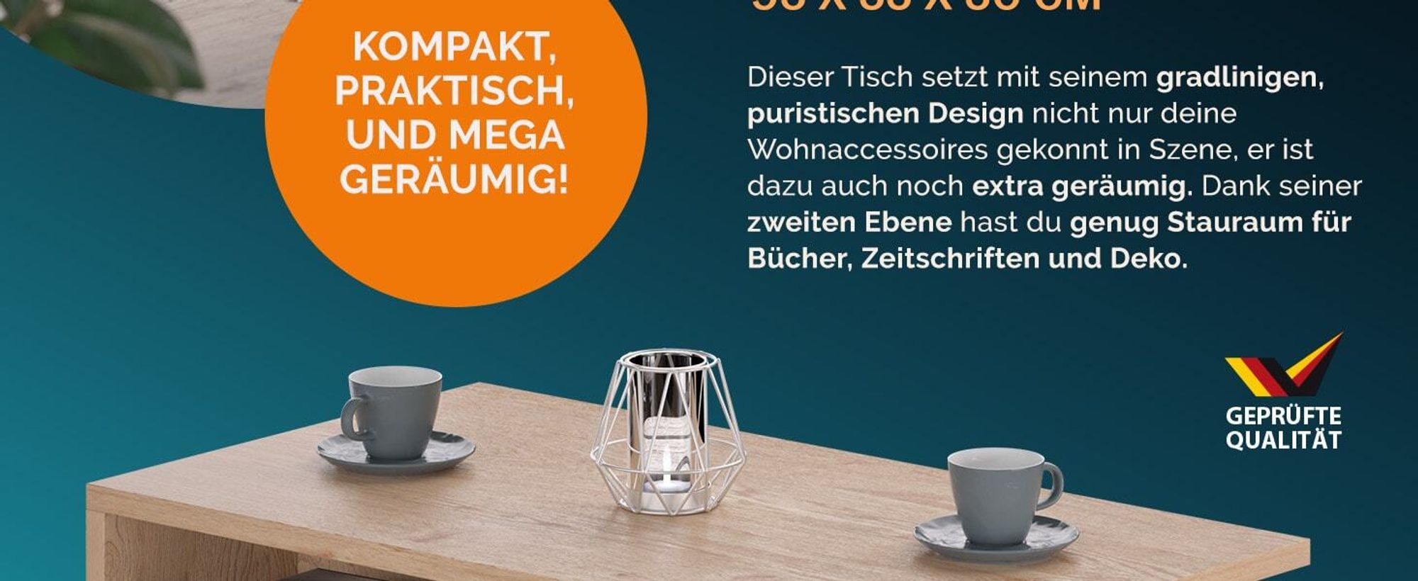 CASARIA® Couchtisch Holz Grau mit Stauraum 95x55x50cm Wohnzimmertisch Modern Kratzfest 50kg Belastbar Beistelltisch Sofatisch Couch Wohnzimmer Möbel