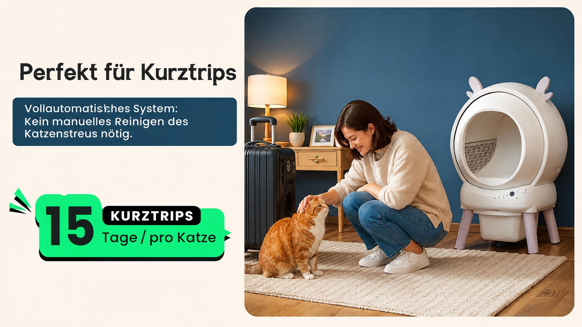 Selbstreinigendes Katzentoilette XXL Katzenklo mit App-Steuerung, für Große Katzen, Mehrkatzenhaus, 9-fach Anti-Klemm-Sensoren, Geruchsarm, Leise